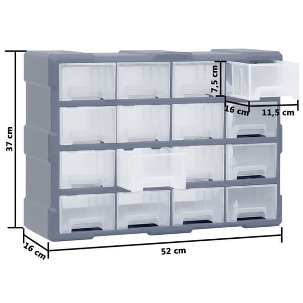 vidaXL skuffereol med 16 skuffer 52x16x37 cm -  Værktøjskasser