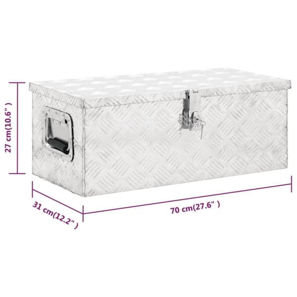 vidaXL Förvaringslåda silver 70x31x27 cm aluminium -  Verktygslådor