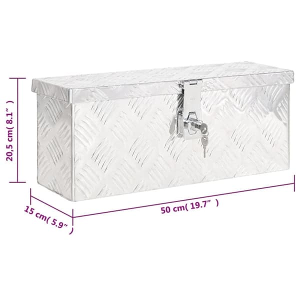 vidaXL opbevaringskasse 50x15x20,5 cm aluminium sølvfarvet -  Værktøjskasser