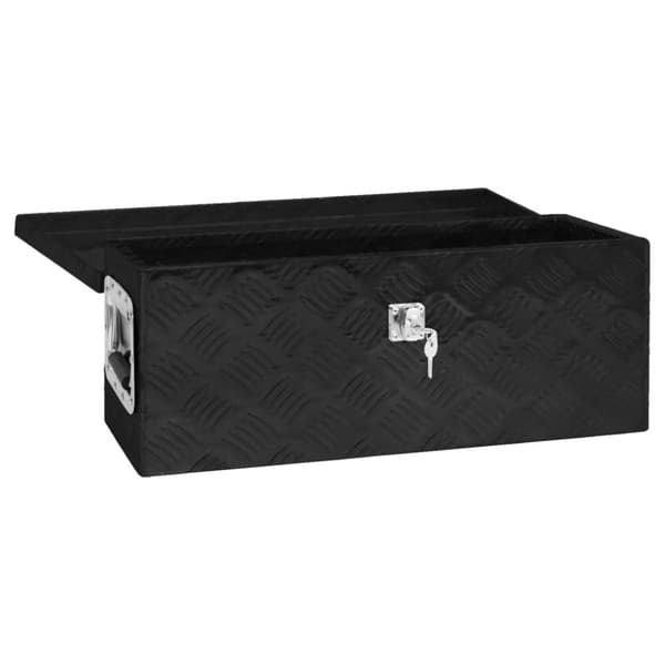 The Living Store Förvaringslåda svart 60x23,5x23 cm aluminium -  Verktygslådor