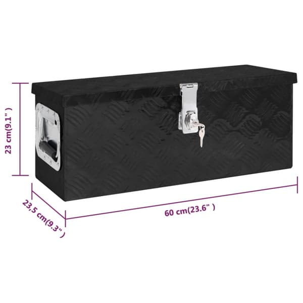 The Living Store Förvaringslåda svart 60x23,5x23 cm aluminium -  Verktygslådor
