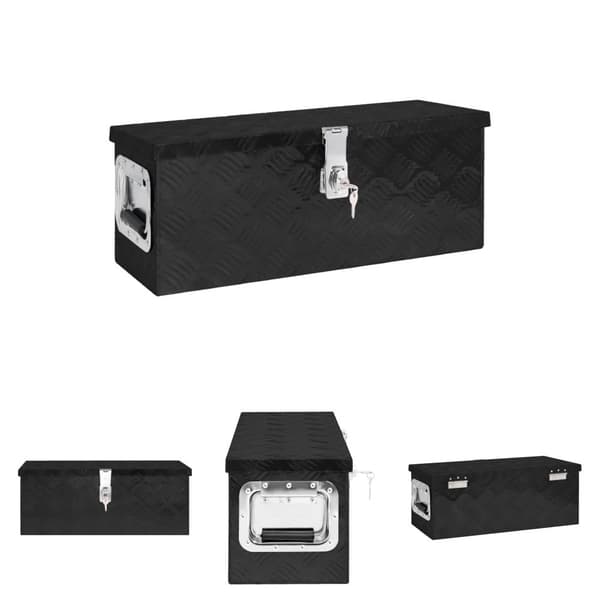 The Living Store Förvaringslåda svart 60x23,5x23 cm aluminium -  Verktygslådor