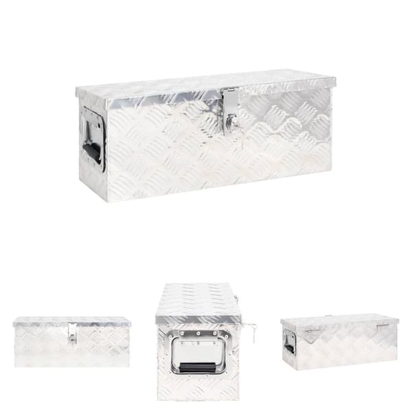 The Living Store Förvaringslåda silver 60x23,5x23 cm aluminium -  Verktygslådor
