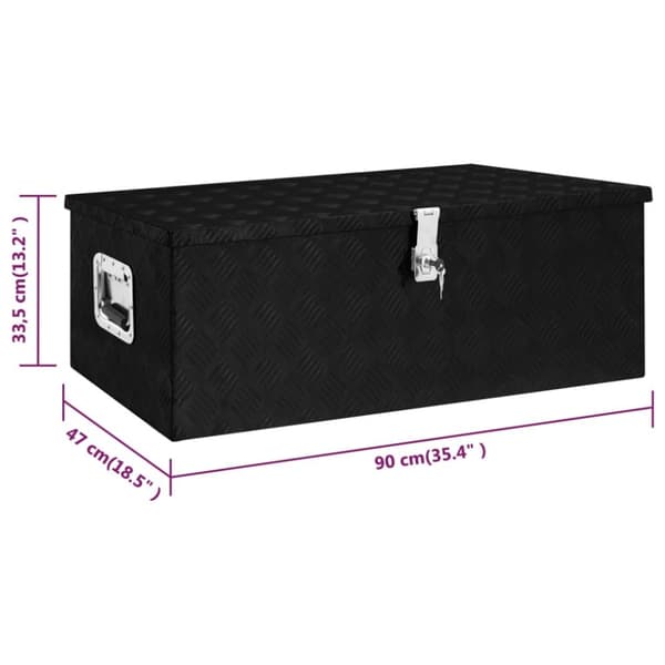 The Living Store opbevaringskasse 90x47x33,5 cm aluminium sort -  Værktøjskasser