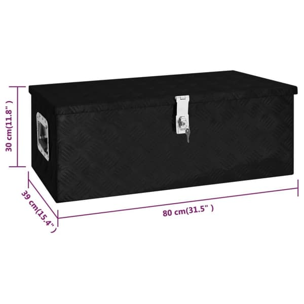 The Living Store opbevaringskasse 80x39x30 cm aluminium sort -  Værktøjskasser