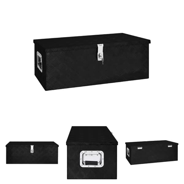 The Living Store opbevaringskasse 80x39x30 cm aluminium sort -  Værktøjskasser