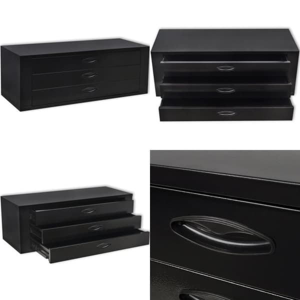 Verktygslåda i metall 3 lådor svart - - Home & Living