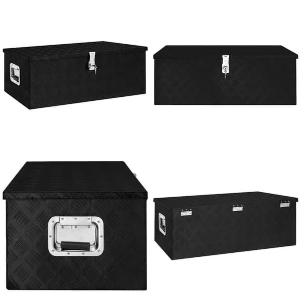 Opbevaringskasse 90x47x33,5 cm aluminium sort - Opbevaringskasse - Opbevaringskasser - Home & Living