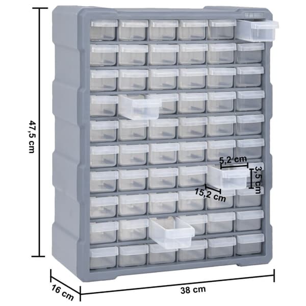 Skuffereol med 60 skuffer 38x16x47,5 cm - Skuffereol - Skuffereoler - Home & Living
