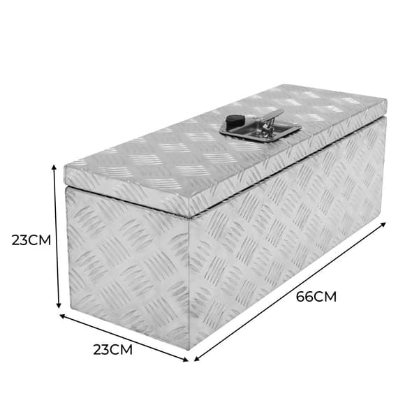 Lockable Aluminum Tool Box 2 Keys Trailer Truck Van Storage Cabinet Sturdy Sealing Strip Waterproof 2 Gas Springs Carry Bag 35L Small – 102L Large