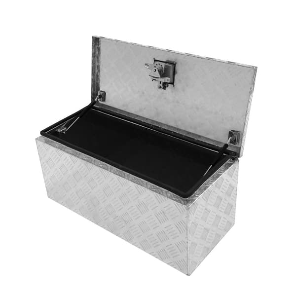 Lockable Aluminum Tool Box 2 Keys Trailer Truck Van Storage Cabinet Sturdy Sealing Strip Waterproof 2 Gas Springs Carry Bag 35L Small – 102L Large