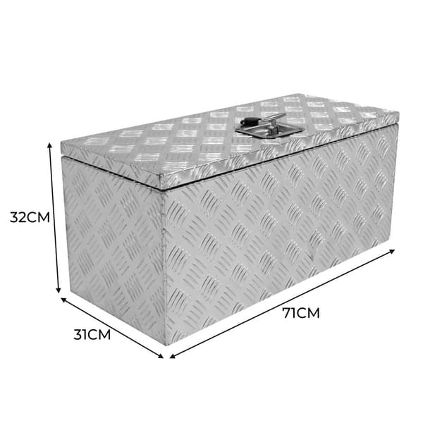 Lockable Aluminum Tool Box 2 Keys Trailer Truck Van Storage Cabinet Sturdy Sealing Strip Waterproof 2 Gas Springs Carry Bag 35L Small – 102L Large