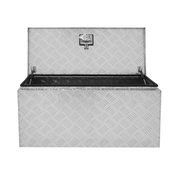 Lockable Aluminum Tool Box 2 Keys Trailer Truck Van Storage Cabinet Sturdy Sealing Strip Waterproof 2 Gas Springs Carry Bag 35L Small – 102L Large