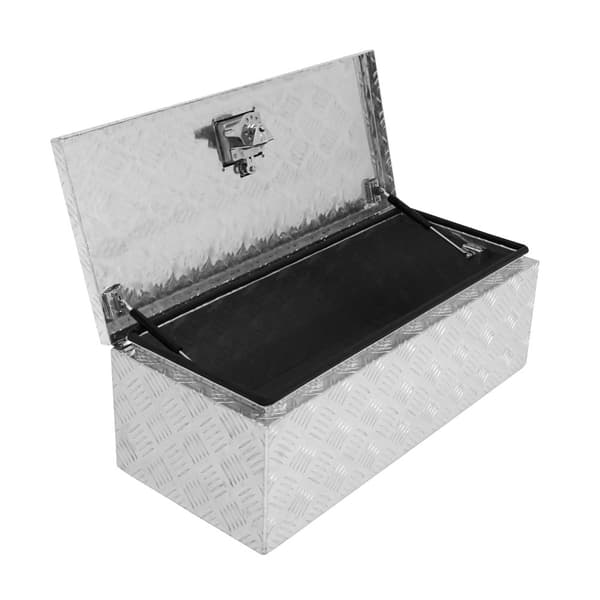 Lockable Aluminum Tool Box 2 Keys Trailer Truck Van Storage Cabinet Sturdy Sealing Strip Waterproof 2 Gas Springs Carry Bag 35L Small – 102L Large