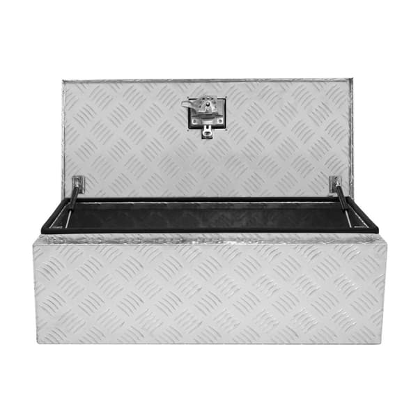 Lockable Aluminum Tool Box 2 Keys Trailer Truck Van Storage Cabinet Sturdy Sealing Strip Waterproof 2 Gas Springs Carry Bag 35L Small – 102L Large