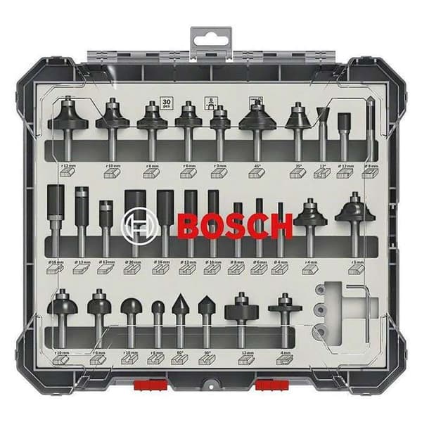 Coffret med 30 blandade fräser med Ø svans på 8 mm BOSCH - 2607017475