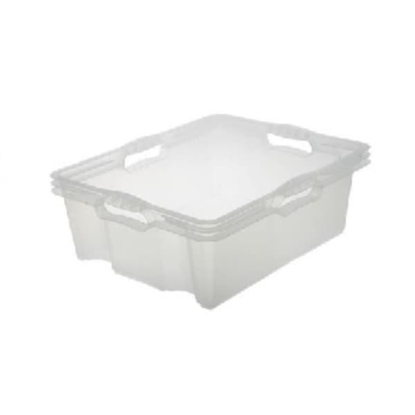 Plastbehållare för förvaring - Ej specificerad - 24L - Transparent - Stapelbar - Förstärkta kanter