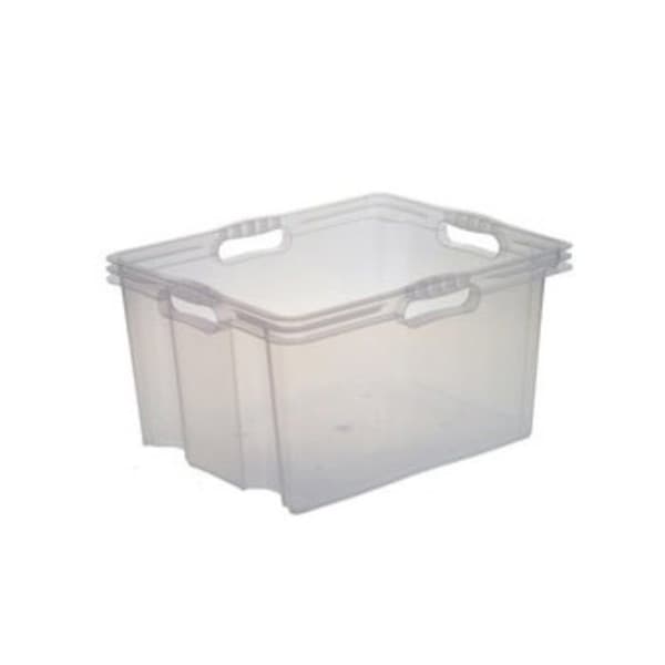 Plastbehållare för förvaring - Ej specificerad - 24L - Transparent - Stapelbar - Förstärkta kanter
