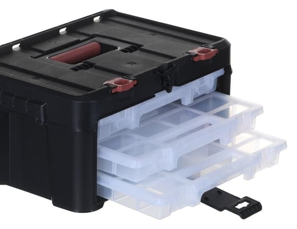 Verktygslåda KETER Stack'N'Roll (17210831/253380) med 3 arrangörer Svart