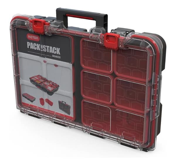 Verktygslådor - Keter - Stack'N'Roll - Set om 3 - 150L - Harts - Svart/Röd
