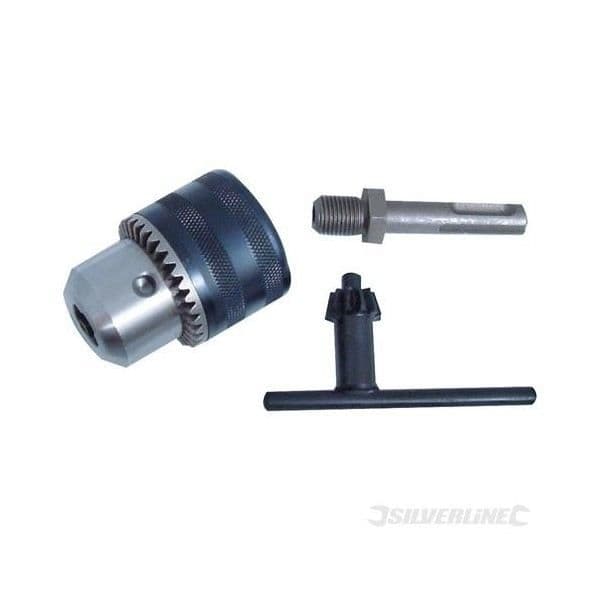Chucksats - SILVERLINE - 3 st - Kapacitet 1,5 mm till 13 mm - Inkluderar nyckel och SDS-Plus-adapter