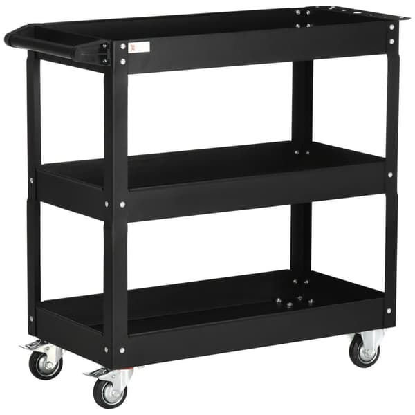 Rootz Steel Workshop Trolley - Rolling Cart - Tool Organizer - Hållbart kallvalsat stål - 83 cm x 35,3 cm x 76 cm - Max belastning 150 kg
