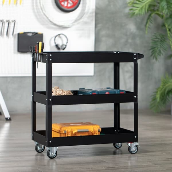 Rootz Steel Workshop Trolley - Rolling Cart - Tool Organizer - Hållbart kallvalsat stål - 83 cm x 35,3 cm x 76 cm - Max belastning 150 kg