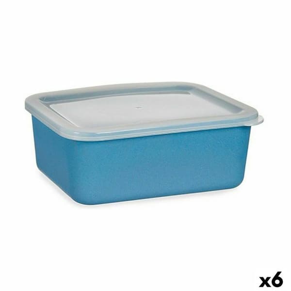 Förvaringslåda - BigBuy Home - 14,5x7x19,5 cm - Blå färg - Pack om 6 enheter - Med lock