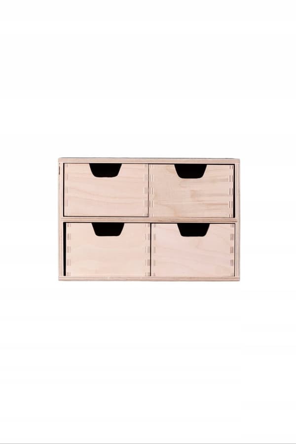 Mini kommode Skrivebord Organizer Trækasse med rum 4 skuffer