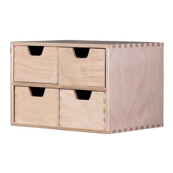 Mini kommode Skrivebord Organizer Trækasse med rum 4 skuffer