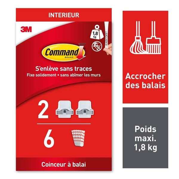 Panier för verktyg Command - GP007-2 - Broomhållare, 2 Krokar, 6 Flikar/Förpackning