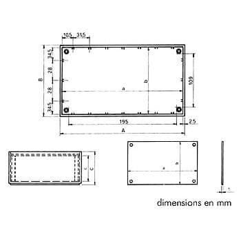 Plastlåda - Info Games - 215x130x77mm - ABS och aluminium - Färg petroleumblå - 276g