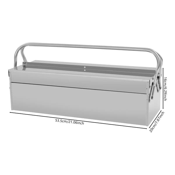 Rostfritt Stål Verktygslåda, Två-nivå Design, Bärbar med Låshål,Silver