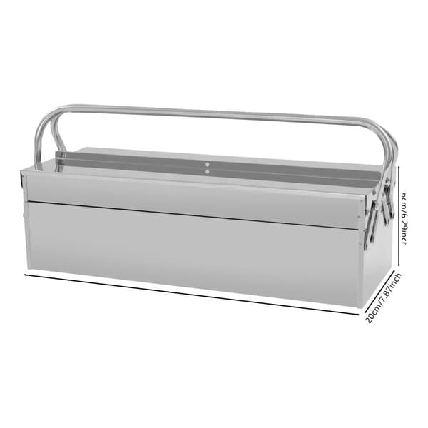 Rostfritt Stål Verktygslåda, Två-nivå Design, Bärbar med Låshål,Silver