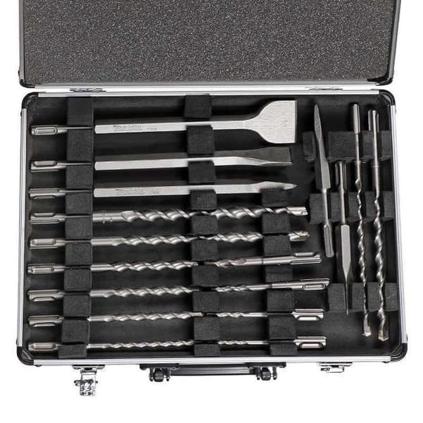 MAKITA Box med 5 st mejslar och 12 SDS plus borr