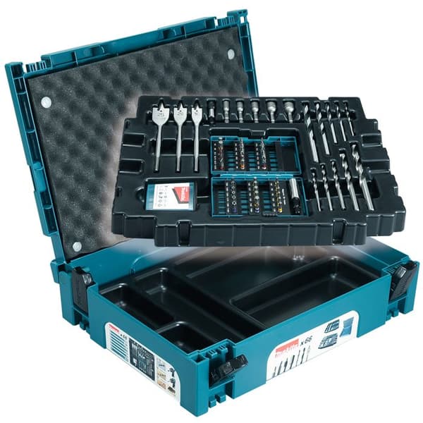 Kartong med 66 tillbehör - MAKITA - B-43044 - Blå - Mått: 39,5 x 29,5 x 11 cm