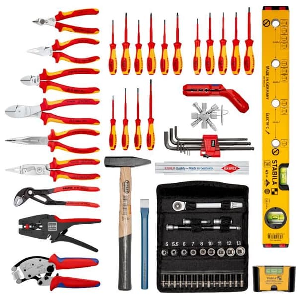 Verktygsvagn - KNIPEX - 00 21 06 - Utrustad för elektriker - 515x430x280 mm - Svart färg