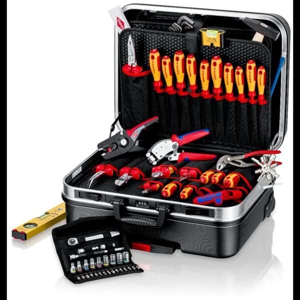 Verktygsvagn - KNIPEX - 00 21 06 - Utrustad för elektriker - 515x430x280 mm - Svart färg
