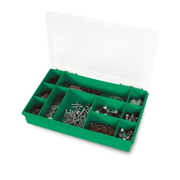 Organizer - Ej specificerad - 11 fack - Polypropen - 290x195x54 mm - Grön/Transparent