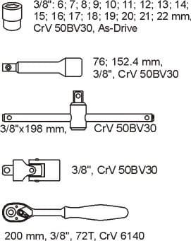 Yato YT-5542 hylskontakt/hylskontaktsats
