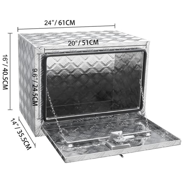 Lastbilsförvaringslåda, tungt aluminium, säker låsmekanism,24x14x16 tum