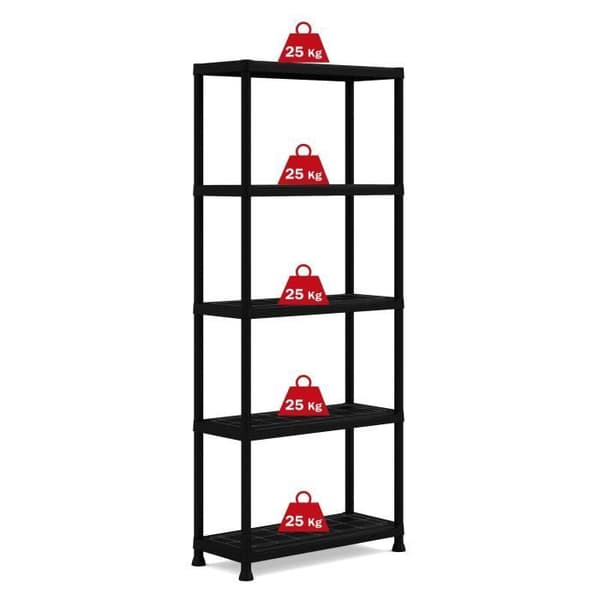 KIS Plus hylla 75/5 - 75 x 32 x 176 cm - Svart