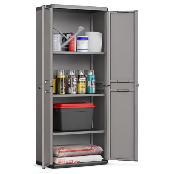 KIS Più högt förvaringsskåp - 68 x 39 x 166 cm - Antracitgrått och svart