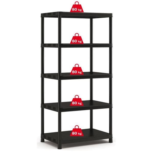 KIS Plus XL / 5 Förvaringshylla - 90 x 60 x 187 cm - Svart