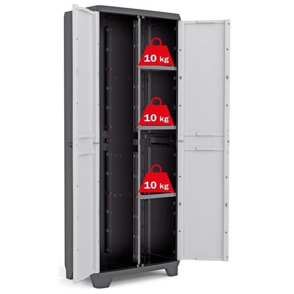 KIS Linear Utility Storage Cabinet - 68 x 39 x 173 cm - Svart och grått