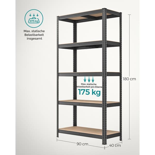 Sæt med 2 kælderplader - 180 cm høj - grå