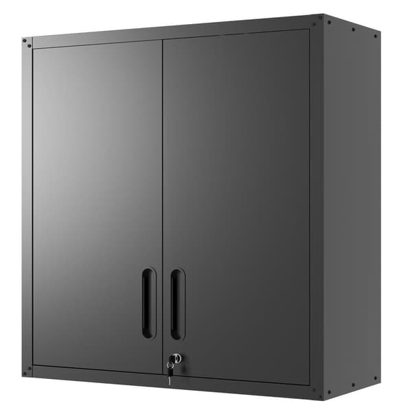 Vægskab i metal med dørlås og hylde, robust og miljøvenlig, ideel til garage, værksted og kontor, uden træ og formaldehyd, 77×75×30 cm