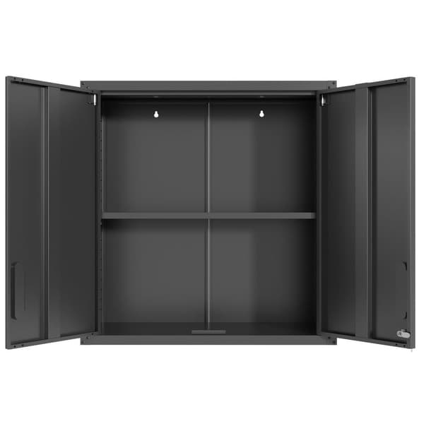 Vægskab i metal med dørlås og hylde, robust og miljøvenlig, ideel til garage, værksted og kontor, uden træ og formaldehyd, 77×75×30 cm
