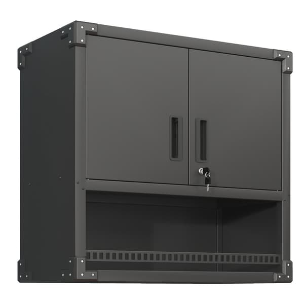 Väggmonterat verktygsskåp i metall med dörr och hylla, låsbart väggskåp för garage, verkstad och kontor, miljövänligt och robust, 77×80×30 cm