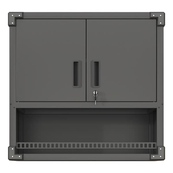 Väggmonterat verktygsskåp i metall med dörr och hylla, låsbart väggskåp för garage, verkstad och kontor, miljövänligt och robust, 77×80×30 cm